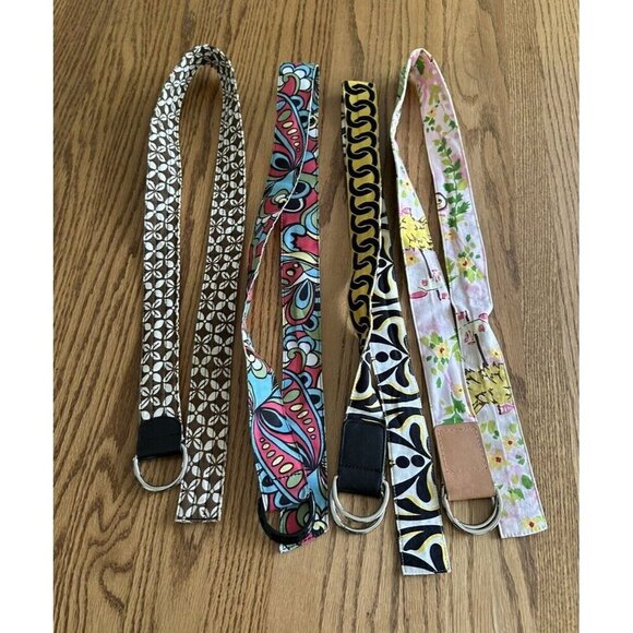 Vintage Lot Of 4 Colorful Reversible Ribbon Belt 2 Reversible Preppy Geometric main image 4